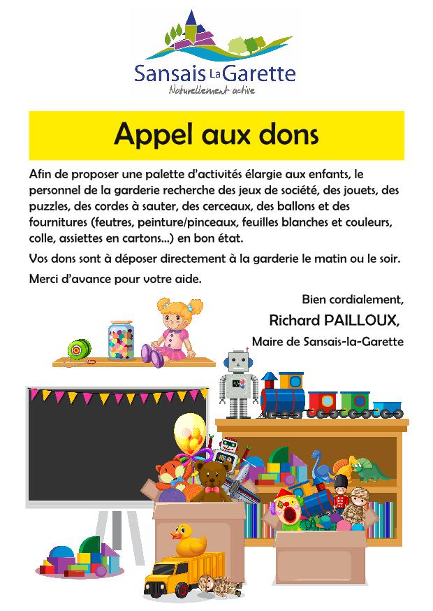 Appel aux dons